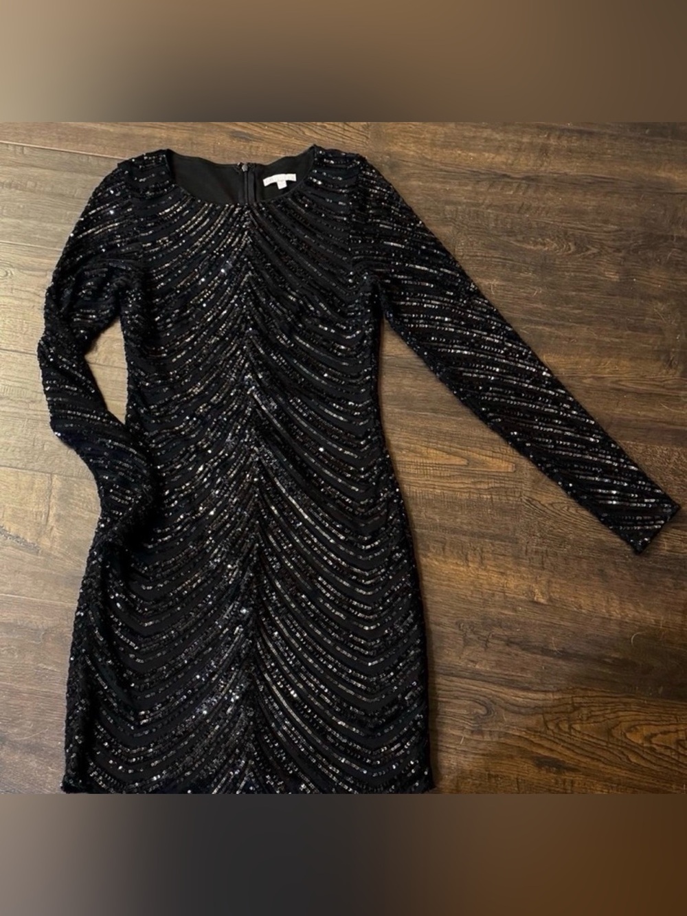 Black Sequin Long Sleeve Sheath Dress size small homecoming dress
